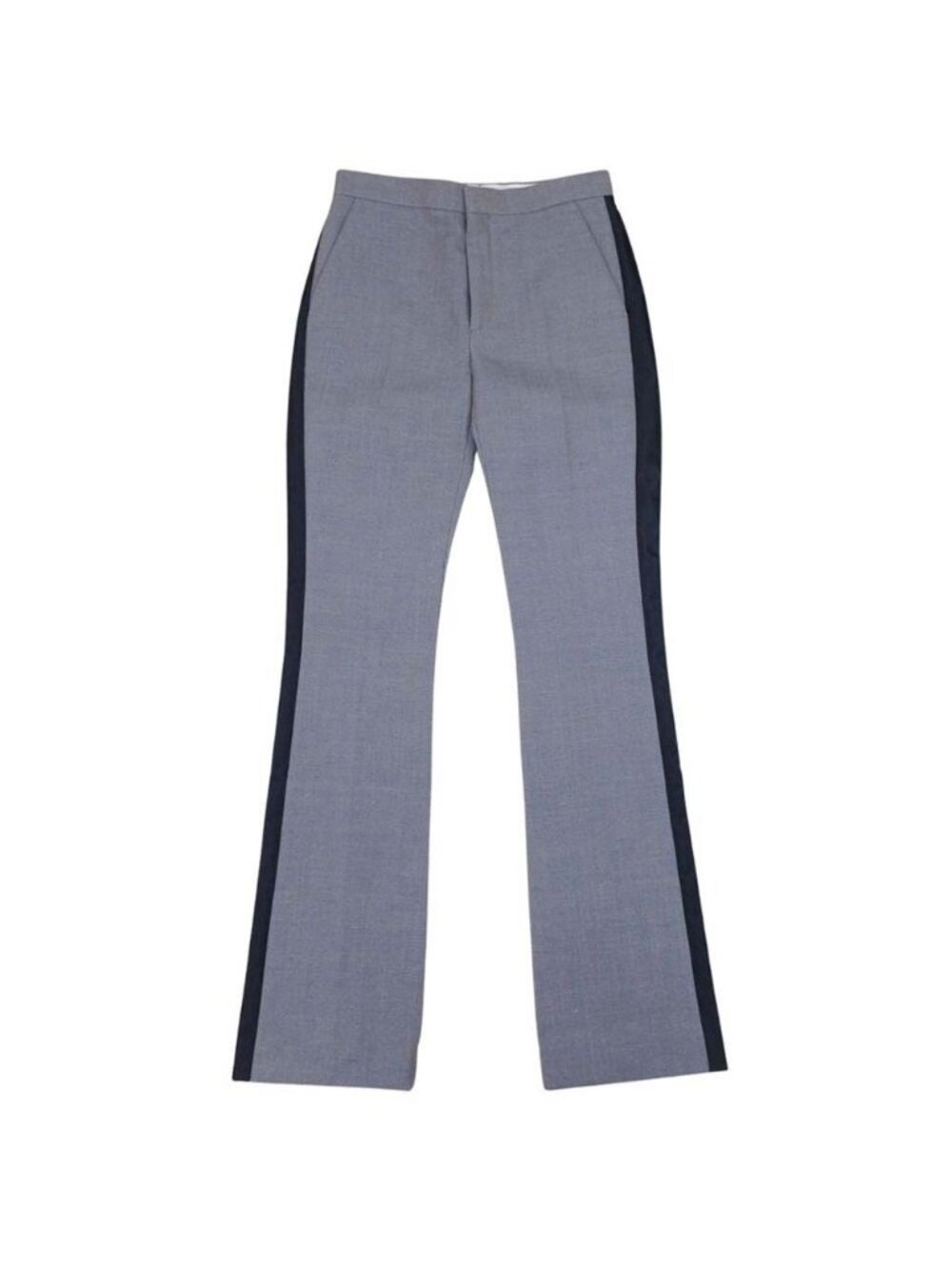Louis Vuitton Satin Side Line Trousers Flare Silhouette Pants Wool Navy 34